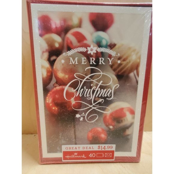 Hallmark Holiday Christmas Boxed cards 40 Cards & Envelopes Sparkle Ornaments - Picture 2 of 4